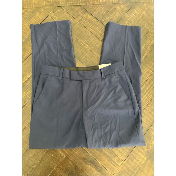 Calvin Klein Navy Blue Boys Flat Front Slim Fit Dress Pants Size 14 Husky - Picture 1 of 5